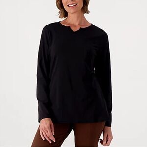 Belle by Kim Gravel TripleLuxe Knit Notched V-Neck Long Sleeve Top